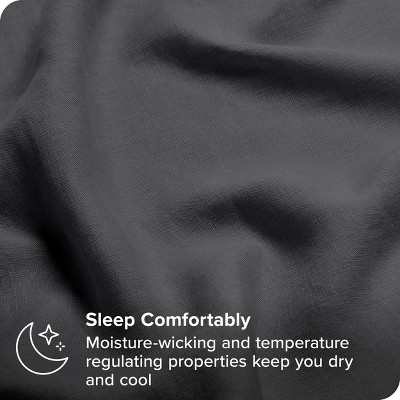 Full Dark Grey Organic Linen Sheet Set