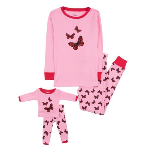 Leveret Girl And Doll Matching Cotton Animal Print Pajamas Target