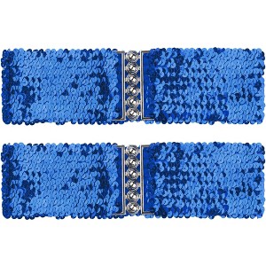 Elerevyo Women's Sequins Decor Metal Interlocking Buckles Elastic Waist Belt 2 Pcs - 1 of 4