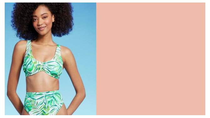 Women's Underwire Bralette Bikini Top - Shade & Shore™ Green Leaf Print , 2 of 7, play video