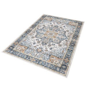 Area Rug, Machine Washable Rug for Living Room, Vintage Florals Accent Carpet, Low Pile Front Door Mat, Kitchen Rugs Non Slip Washable - 1 of 4