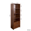SEVOBAL Decorative Bookshelf 4 Shelf Bookcase with Drawers Adjustable Storage for Home Office Living Room Study, Brown, 15.75"*23.62"*70.87" - 3 of 4