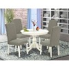 5-Piece Linen White Finish Solid Wood Top Dining table with 4 Chairs with - 2 of 4