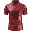 Lars Amadeus Men's Short Sleeves Hipster Shiny Disco Golf Metallic Polo Shirts - 2 of 4