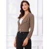 INSPIRE CHIC Women's Regular Fit Notched Lapel Ruched Sleeve Business Crop Blazer - 2 of 4