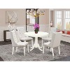 HomeStock 5-Piece Linen White Finish Solid Wood Top Dining table with 4 Chairs - 2 of 4