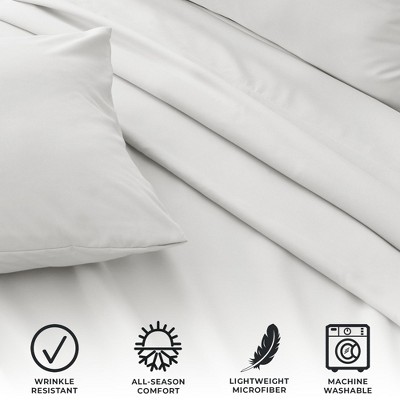 Twin White Solid Microfiber Sheet Set