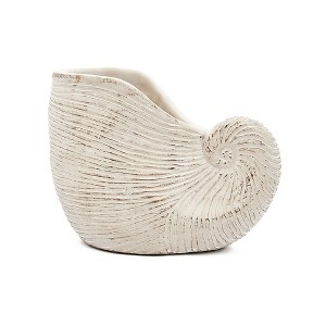 JUJABU 8.5"x5.5"x6.3" Nautilus Shell Decorative Planter, Textured Beige Finish for Indoor or Outdoor Display - 1 of 4
