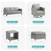 Sonkuki Outdoor 6-Piece Wicker Patio Conversation Set with 2 Rattan Swivel Rocking Chairs, Side Table, Ottoman and Navy Blue Cushion - 2 of 4