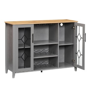 COZONY Wine Bar Cabinet with LED Lights, Modern Liquor Cabinet with Glass & Bottle Rack, Coffee Bar Sideboard Buffet Storage for Dining Room - 1 of 4