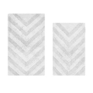 Hugo 2-Piece Bath Rug Set 100% Premium Cotton Tufted Chevron Pattern Bathmats for Bathroom, Super Soft Absorbent Machine Washable - 1 of 4