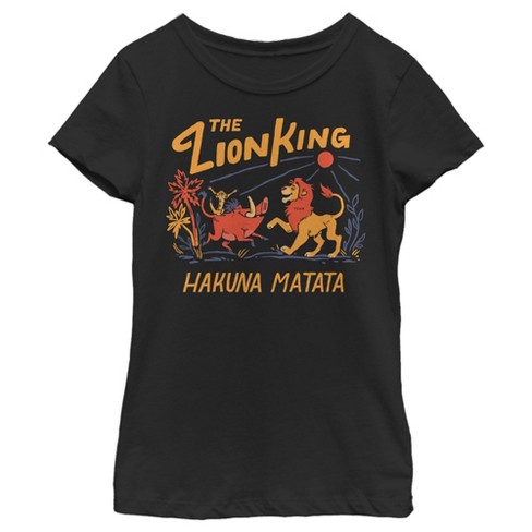 Girl's Lion King Retro Hakuna Matata Dance T-shirt - Black - X Large :  Target