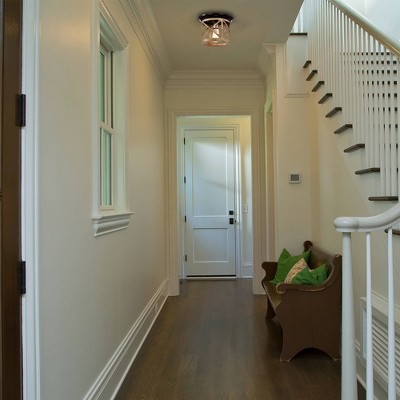 Bronze and Briarwood Farmhouse Drum Flush Mount Ceiling Light