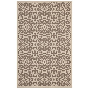 Modway Ariana Vintage Floral Trellis 9x12 Indoor and Outdoor Area Rug in Light and Dark Beige - 1 of 4