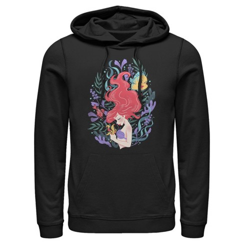 Men's The Little Mermaid Artistic Underwater Ariel  Pull Over Hoodie - Black - Large - image 1 of 4