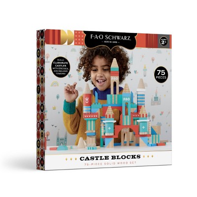 FAO Schwarz Toy Wood Castle Blocks 75pc Sprout