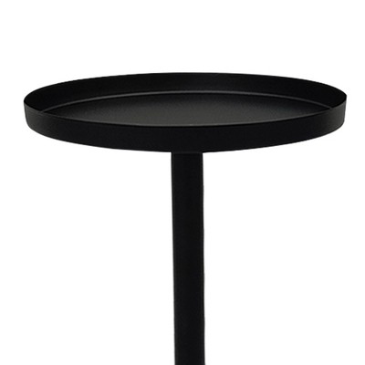 Matte Black Metal Round Tray Top Side Table