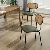 TYBOATLE Dining Chairs Set of 2, Mid-Century Modern Rattan Back Chairs with Black Faux Leather, Metal Legs, Boho Cane Chairs for Dining Room - 4 of 4