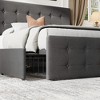 Linen Upholstered Platform Bed Frame with 4 Storage Drawers & Button Tufted Headboard – No Box Spring Needed, Diamond Stitched Design - 3 of 4