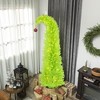 HOMCOM Bent Top Whimsical Christmas Tree with Red Ball, Prelit Pencil Artificial Xmas Tree with LED Lights, Metal Base, Easy Assembly, Green - 2 of 4