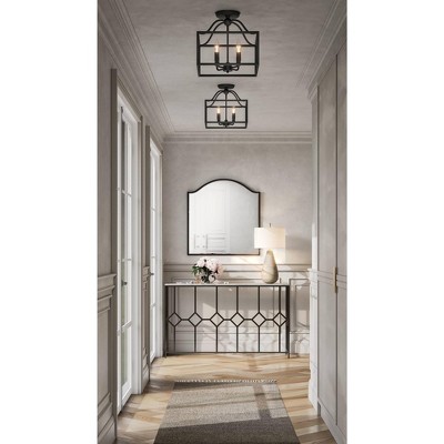 Arch Top Square Vanity Wall Mirror with Matte Black Frame
