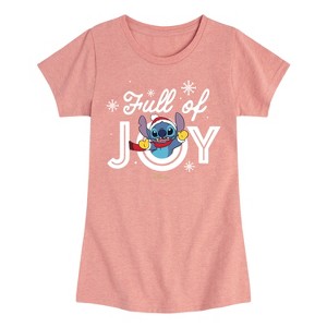 Girls' - Lilo and Stitch - Full Of Joy Christmas Fitted Short Sleeve Graphic T-Shirt - 1 of 4
