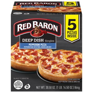 Red Baron Frozen Pepperoni Deep Dish Pizza Singles - 30.5oz/5ct - 1 of 4