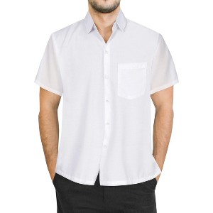LA LEELA Men's Short Sleeve Button Down Solid Casual Camp Shirts Business Vacation Beach Collared Shirt Summer Work Shirts with Pocket - 1 of 4
