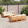 vidaXL Patio Sofa Set Outdoor Conversation Furniture 7 Piece Solid Wood Pine - Wax Brown No Cushion - 3 of 4