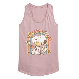 Women's - Peanuts - Retro Flower Rainbow Graphic Racerback Tank - 1 of 4