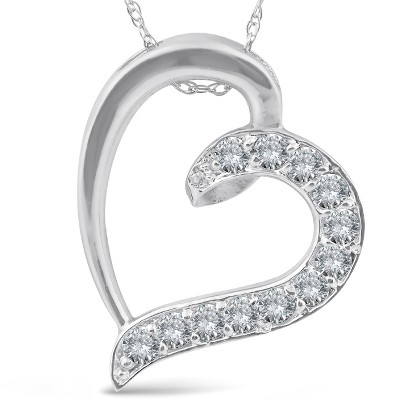 Pompeii3 1/2ct Diamond Heart Pendant 10K White Gold