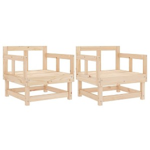 vidaXL Patio Chairs - Outdoor Solid Pine Wood Seating Lounge Set for Garden/Patio/Terrace - 2 Pcs - Sturdy, Modular, Comfortable - 1 of 4