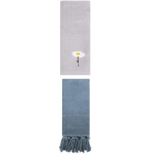 REGALWOVEN 2 Packs Cotton Soft Absorbent Floral Pattern and Solid Hand Towel - 1 of 4