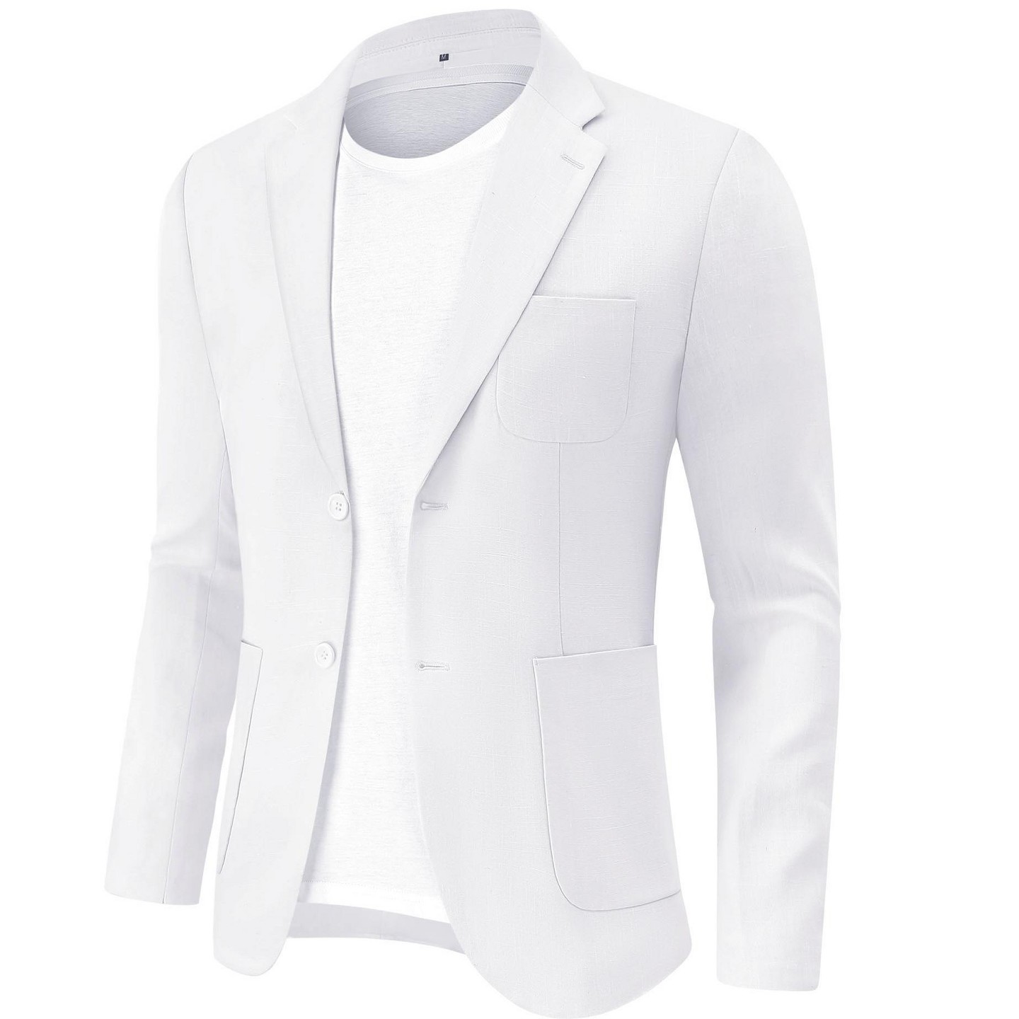 Мужской пиджак YesFashion Linen Sport Coat Two Button Lightweight Blazer Business Casual Jacket White, цвет: Белый — фото 2