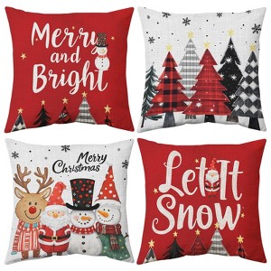 Christmas Pillow Covers 18x18 inch Set of 4, Christmas Decorations Cushion Covers, Xmas Pillow Covers - 1 of 4