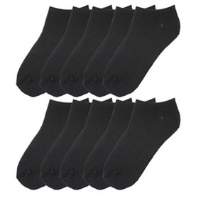 Tipi Toe Big Kids Boys 10 Pairs Classy Lightweight Novelty Plain Solid Black Pattern Ankle/Low Cut Socks, Size Medium - 1 of 3