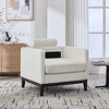 Lyngins Textured Boucle Accent Chair, Modern Farmhouse Square Armchair with Natural Wood Legs, Single Sofa Chair with 2 Pillows for Living Room - 3 of 4