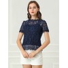 Allegra K Women's Lace Floral Scalloped Trim Short Sleeve Semi Sheer Top - image 3 of 4