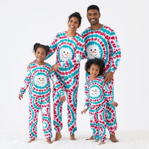 PATPAT Family Matching Christmas Pajamas, Tie Dye Holiday Pjs Sets Long Sleeve Sleepwear Blue Snowman For Family - 1 of 4