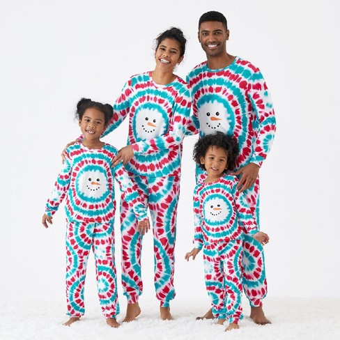 PATPAT Family Matching Christmas Pajamas, Tie Dye Holiday Pjs Sets Long Sleeve Sleepwear Blue Snowman For Family - image 1 of 4