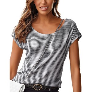 Women's Striped Short Sleeve Top - LASCANA - 1 of 4