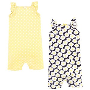 Hudson Baby Infant Girl Cotton Rompers, Daisy - 1 of 4