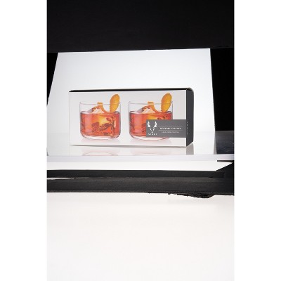 Viski 8oz Clear Lead-Free Crystal Negroni Tumblers Set