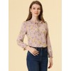 Allegra K Women's Floral Tie Neck Frilly Trim Long Sleeve Chiffon Blouse - 2 of 4