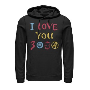 Men's Marvel Love You 3000 Crayon Print Pull Over Hoodie - 1 of 3