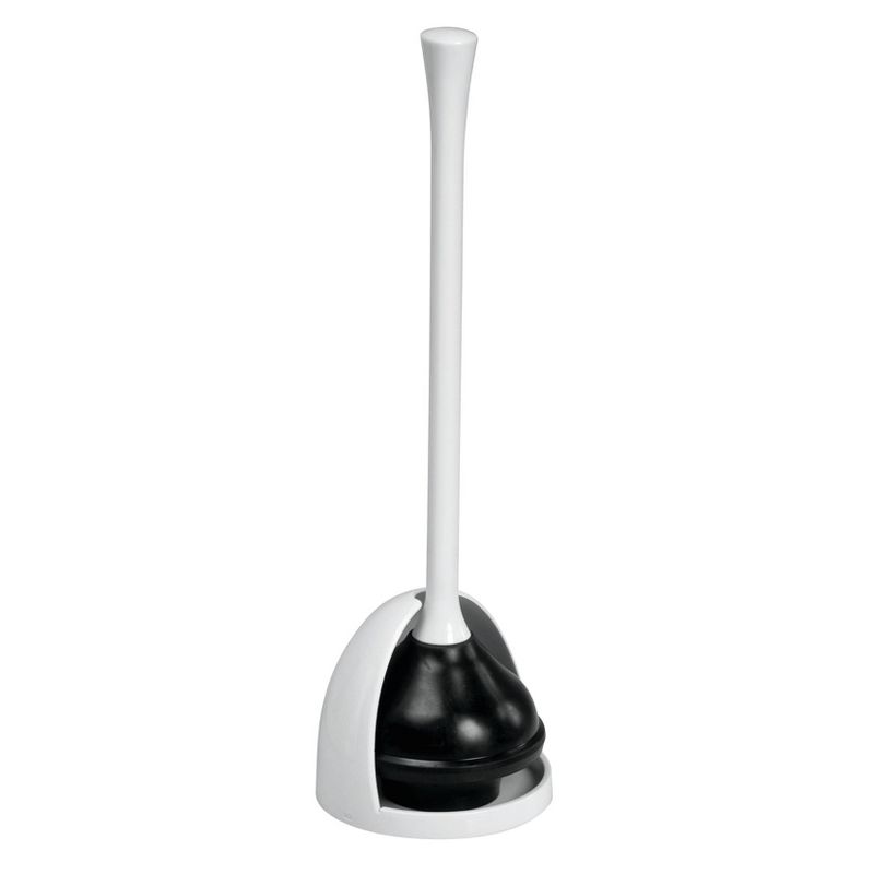iDESIGN Una BPA Free Plastic Toilet Plunger with Holder White, 3 of 7
