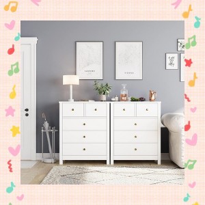 Garvee Elegant 5-Drawer Wooden Dresser – Modern Storage Unit with Metal Handles for Bedroom, Living Room, or Hallway - 1 of 4