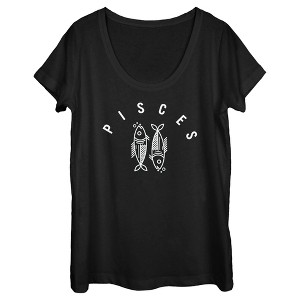 Women's Lost Gods Zodiac Pisces Line Symbol T-Shirt - 1 of 4