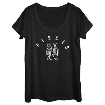 Women's Lost Gods Zodiac Pisces Line Symbol T-Shirt