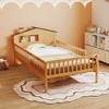 ELJGET Twin Size Kids Bed with Storage, Solid Wood House Headboard, Safety Guardrails, Sturdy Platform Bed Frame for Children’s Bedroom - 2 of 4